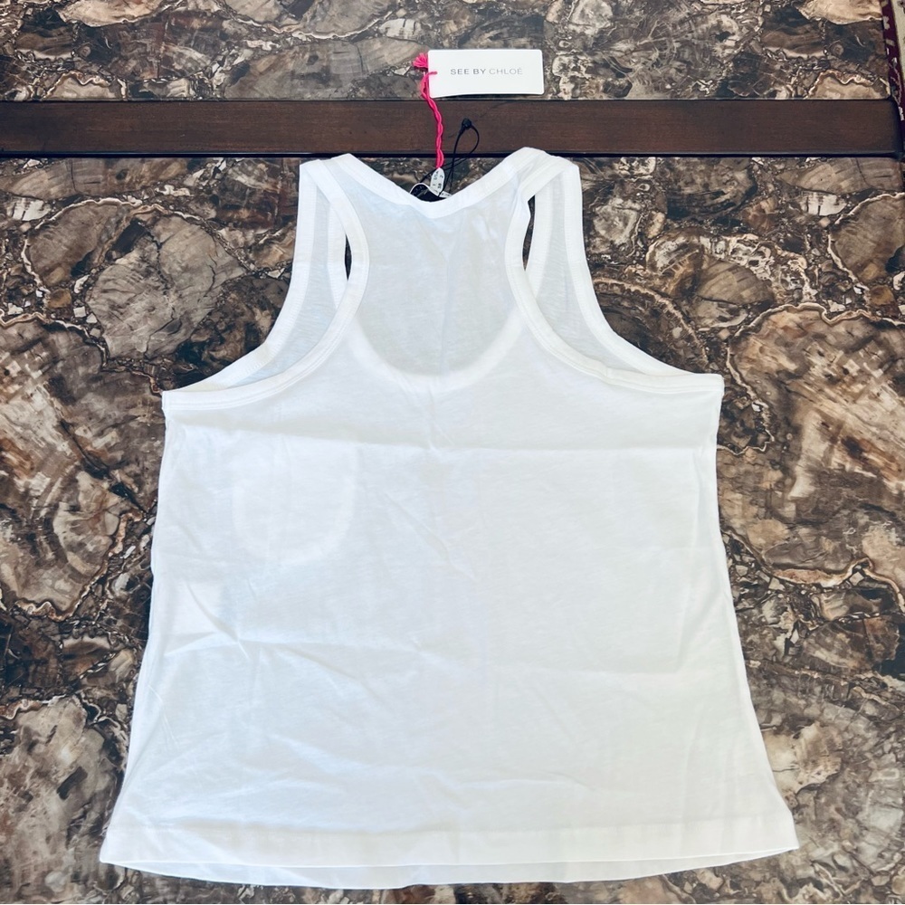 See by Chloe White Sleeveless/Tank Shirt Top size 38 USA 2 Small - Picture 9 of 16